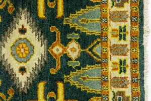 Dark Gray Geometric 3X8 Kazak Oriental Runner Rug