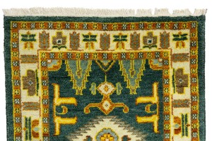Dark Gray Geometric 3X8 Kazak Oriental Runner Rug