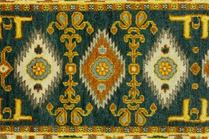 Dark Gray Geometric 3X8 Kazak Oriental Runner Rug