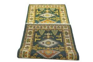 Dark Gray Geometric 3X8 Kazak Oriental Runner Rug