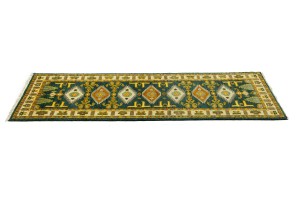 Dark Gray Geometric 3X8 Kazak Oriental Runner Rug