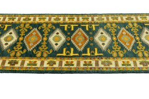 Dark Gray Geometric 3X8 Kazak Oriental Runner Rug