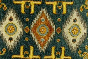 Dark Gray Geometric 3X8 Kazak Oriental Runner Rug