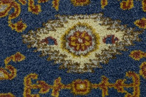 Blue Geometric 2'7X6'4 Kazak Oriental Runner Rug