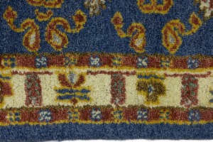 Blue Geometric 2'7X6'4 Kazak Oriental Runner Rug