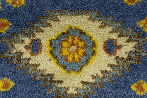 Blue Geometric 2'8X6'4 Kazak Oriental Runner Rug