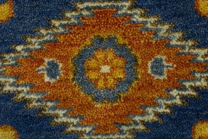 Blue Geometric 3X8 Kazak Oriental Runner Rug