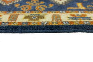 Blue Geometric 3X8 Kazak Oriental Runner Rug