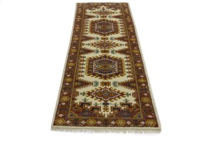 Cream Tribal 3X10 Indo-Viss Oriental Runner Rug