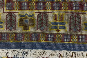 Blue Geometric 2'5X9'7 Kazak Oriental Runner Rug