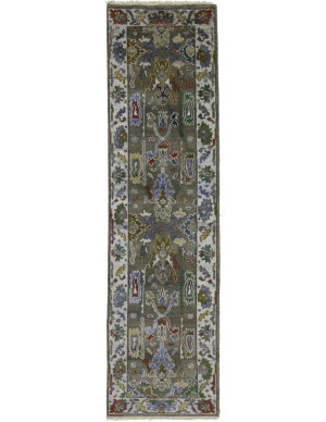 Floral Colorfast 2'7X9'5 Oushak Chobi Oriental Runner Rug
