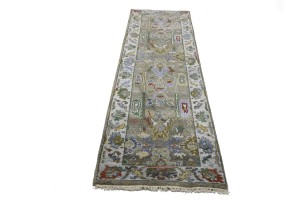 Floral Colorfast 2'7X9'5 Oushak Chobi Oriental Runner Rug