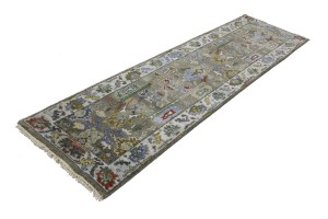 Floral Colorfast 2'7X9'5 Oushak Chobi Oriental Runner Rug