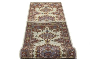 Cream Tribal 2'7X9'5 Indo-Viss Oriental Runner Rug