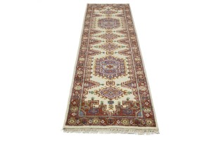 Cream Tribal 2'7X9'5 Indo-Viss Oriental Runner Rug