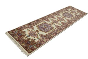 Cream Tribal 2'7X9'5 Indo-Viss Oriental Runner Rug