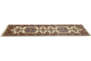 Cream Tribal 2'7X9'5 Indo-Viss Oriental Runner Rug