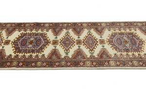 Cream Tribal 2'7X9'5 Indo-Viss Oriental Runner Rug