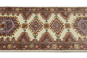 Cream Tribal 2'7X9'5 Indo-Viss Oriental Runner Rug