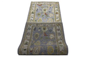 Floral Colorfast 2'7X9'9 Oushak Chobi Oriental Runner Rug