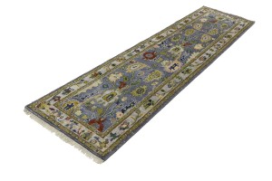 Floral Colorfast 2'7X9'9 Oushak Chobi Oriental Runner Rug