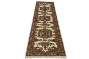 Cream Tribal 3X10 Indo-Viss Oriental Runner Rug