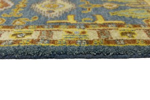 Blue Geometric 2'8X9'5 Kazak Oriental Runner Rug