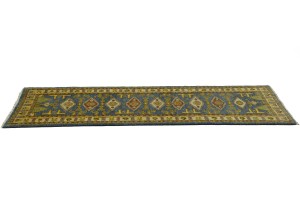 Blue Geometric 2'8X9'5 Kazak Oriental Runner Rug