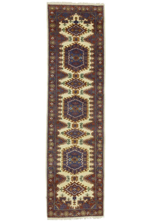 Cream Tribal 3X10 Indo-Viss Oriental Runner Rug