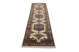 Cream Tribal 3X10 Indo-Viss Oriental Runner Rug