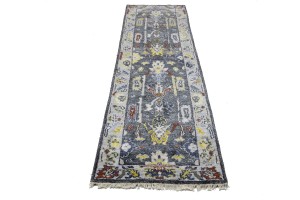 Floral Colorfast 2'6X9'9 Oushak Chobi Oriental Runner Rug