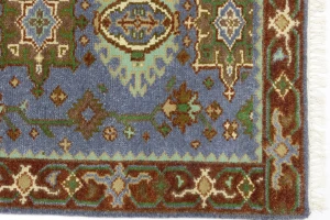 Blue-gray Geometric 3X5 Indo-Karajeh Oriental Rug