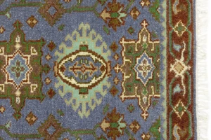 Blue-gray Geometric 3X5 Indo-Karajeh Oriental Rug