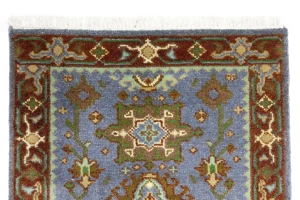 Blue-gray Geometric 3X5 Indo-Karajeh Oriental Rug