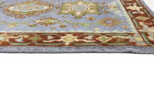 Blue-gray Geometric 3X5 Indo-Karajeh Oriental Rug