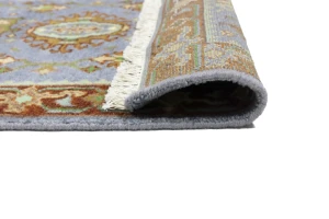 Blue-gray Geometric 3X5 Indo-Karajeh Oriental Rug