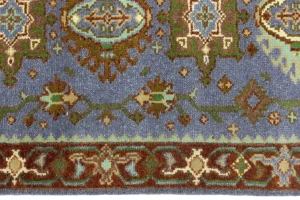 Blue-gray Geometric 3X5 Indo-Karajeh Oriental Rug