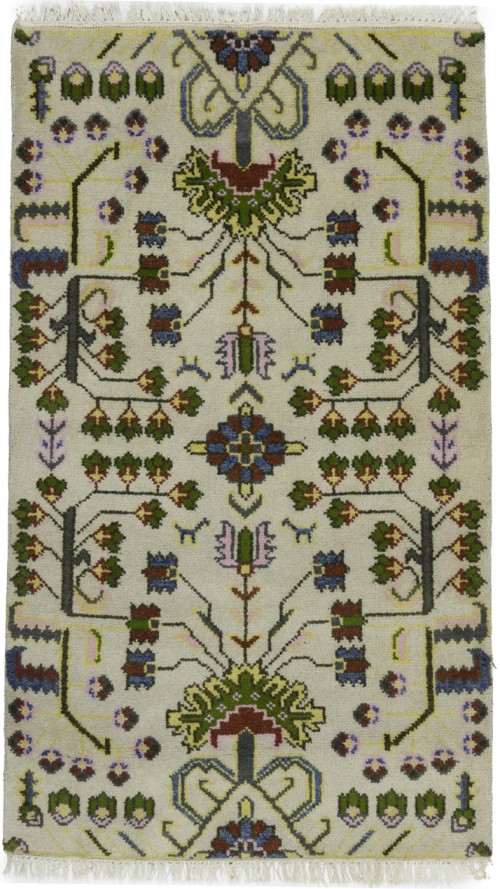 Cream Pictorial Floral 3X5 Oriental Rug