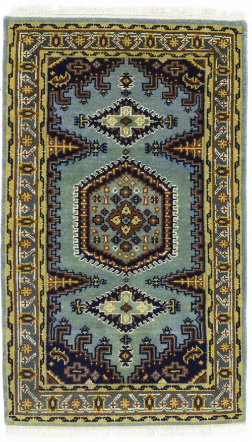 Light Blue-gray Tribal 3X5 Indo-Viss Oriental Rug