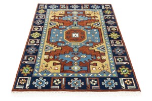 Rust Geometric 4X6 Kazak Oriental Rug