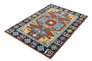 Rust Geometric 4X6 Kazak Oriental Rug