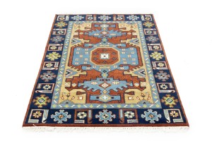 Rust Geometric 4X6 Kazak Oriental Rug