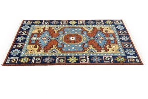 Rust Geometric 4X6 Kazak Oriental Rug