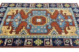 Rust Geometric 4X6 Kazak Oriental Rug