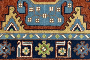 Rust Geometric 4X6 Kazak Oriental Rug