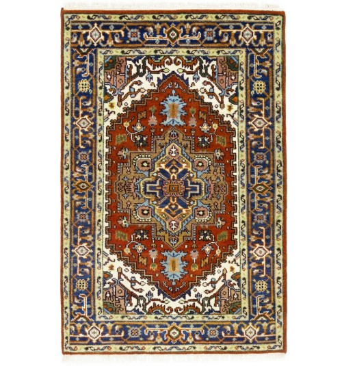 Rust Orange Geometric 4X6 Heriz Serapi Oriental Rug