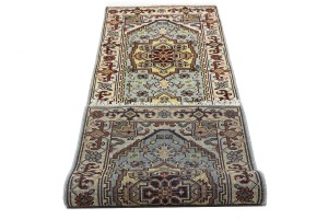 Light Gray Geometric 3X8 Heriz Serapi Oriental Runner Rug