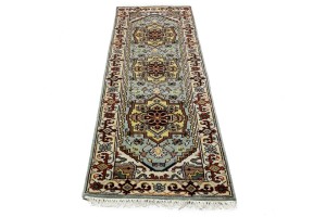 Light Gray Geometric 3X8 Heriz Serapi Oriental Runner Rug