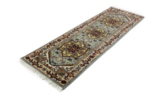 Light Gray Geometric 3X8 Heriz Serapi Oriental Runner Rug