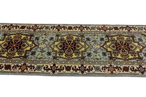 Light Gray Geometric 3X8 Heriz Serapi Oriental Runner Rug